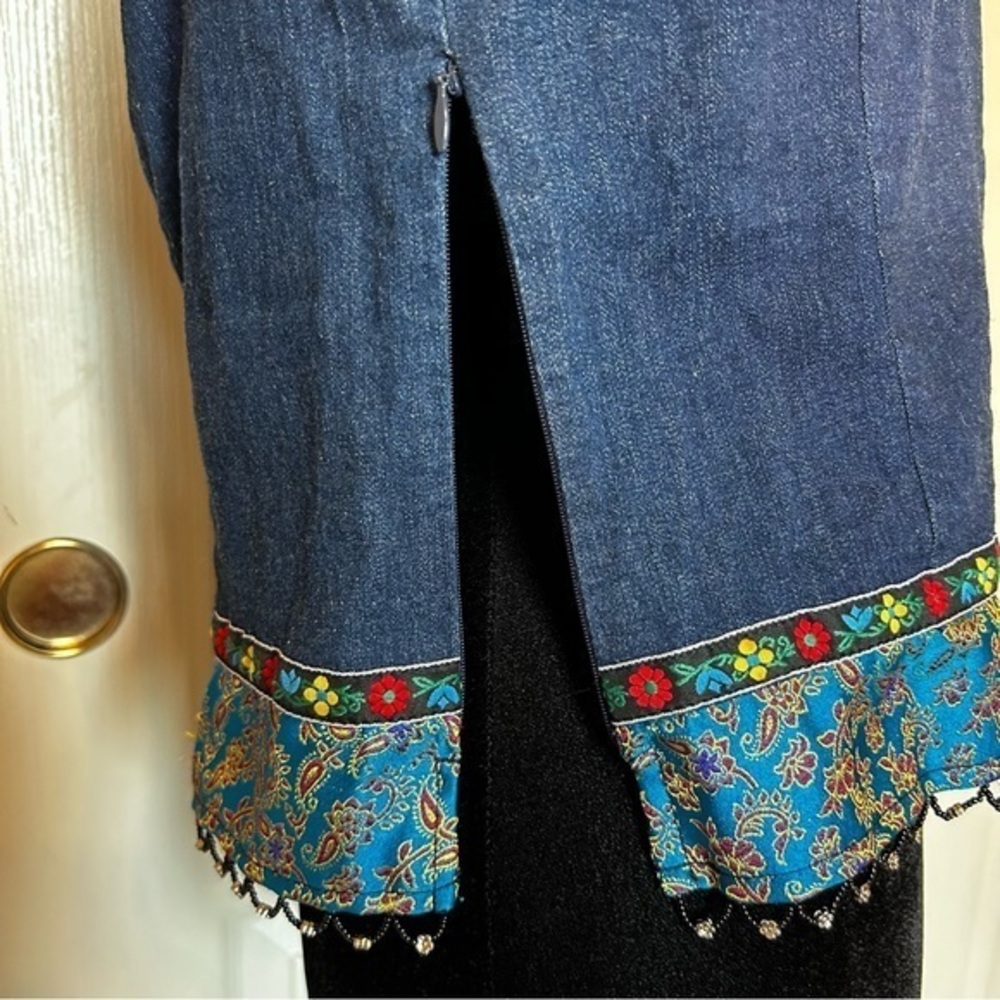 Vintage Rabbit Rabbit Rabbit Blue Denim Beaded Sleeveless Top Size 10 - Picture 4 of 7